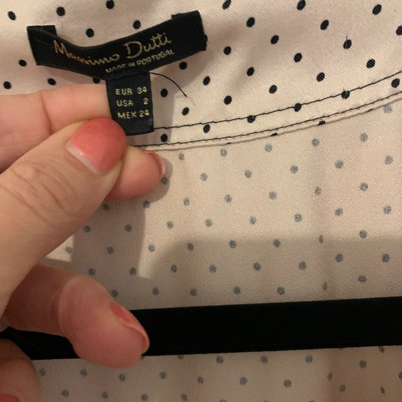 Massimo Dutti Cream Polka Dot Long Sleeve Dress - Picture 9 of 10